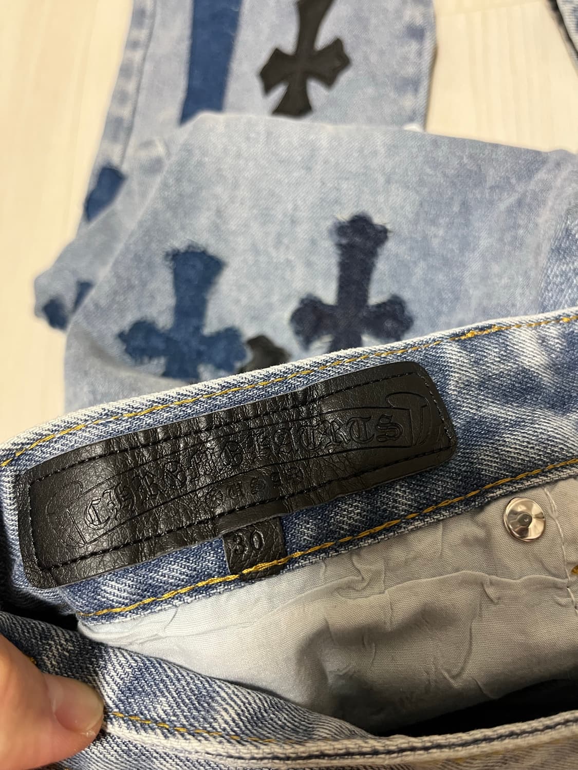 크롬하츠 스타일 크로스 패치 데님 🔥 상품이미지5