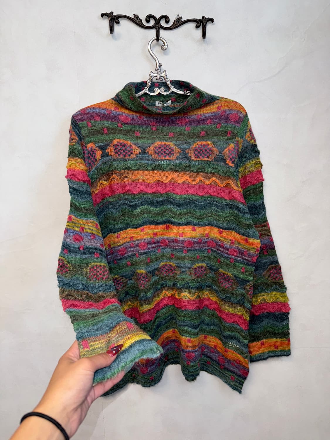 Bohemian hippie alpaca mohair knit ops 상품이미지5