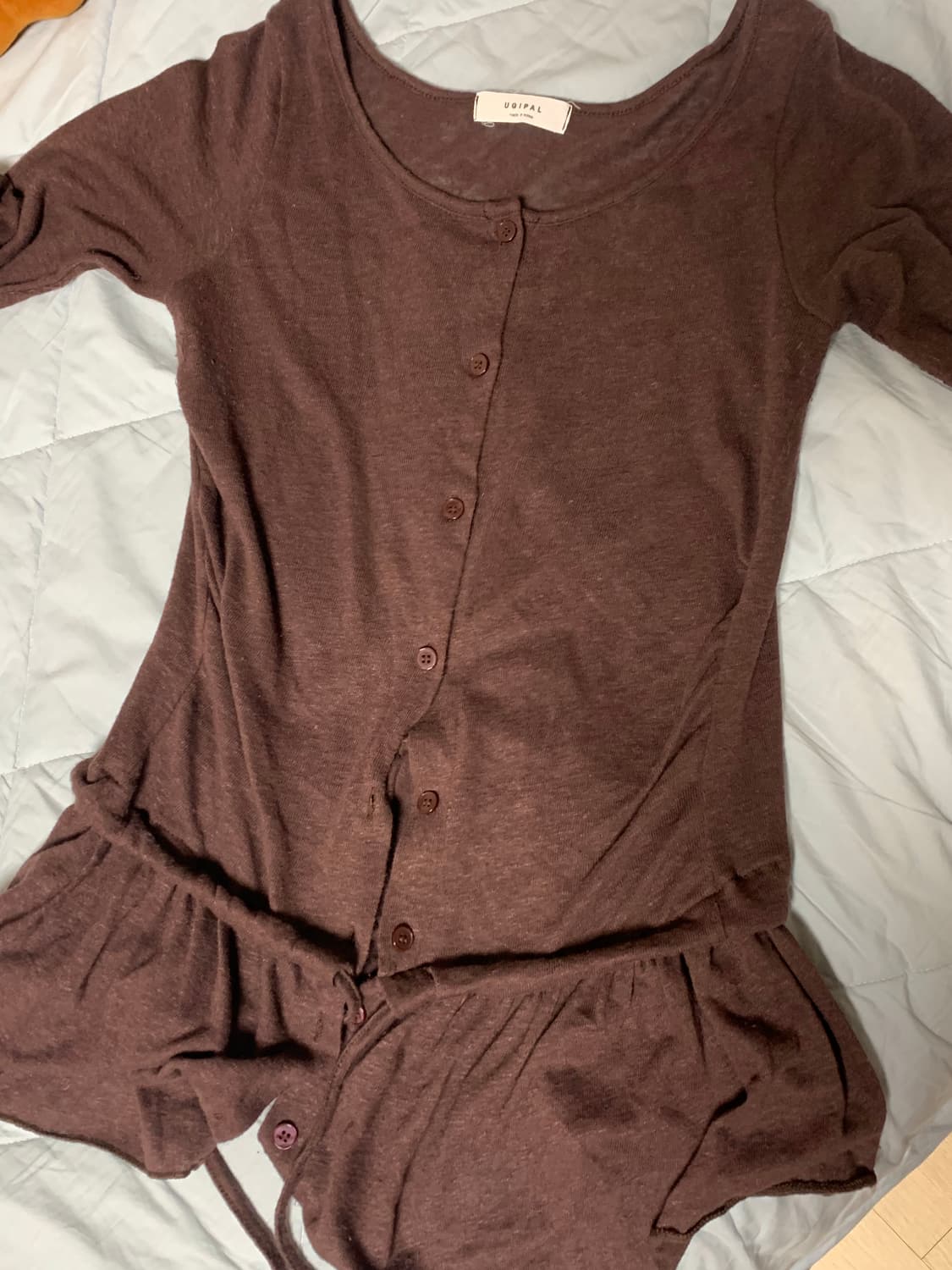 모래하우스 오픈 버튼 가디건 와인 상품이미지2