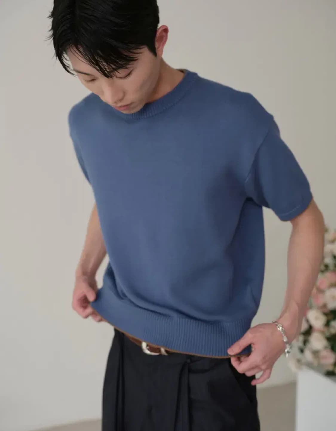 [2] 웨이비니스 라운드넥 하프 니트 상품이미지1