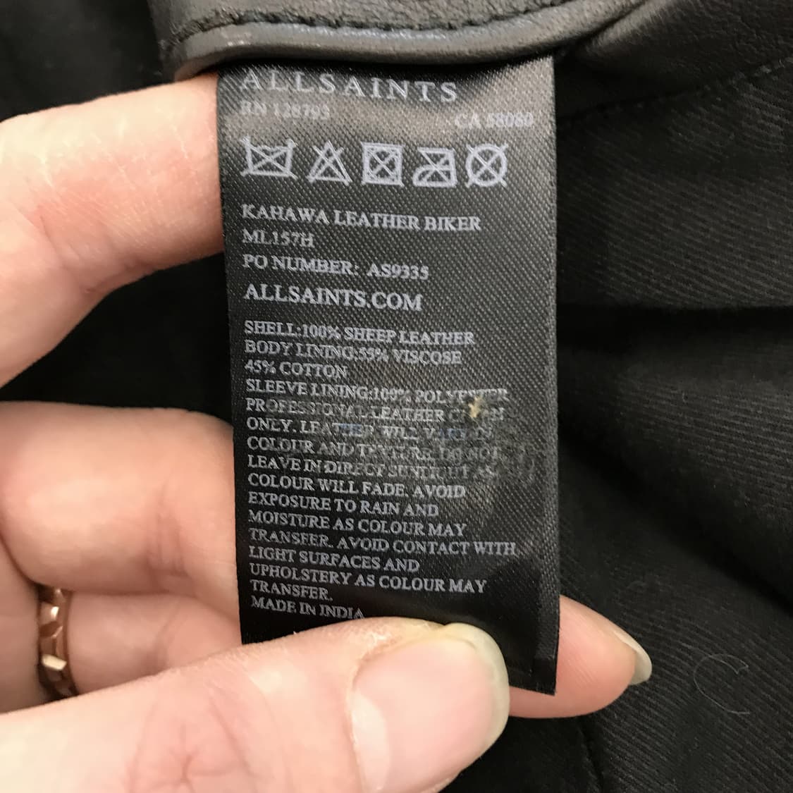 올세인츠 카하와 더블라이더 자켓 램스킨 [M] 상품이미지5