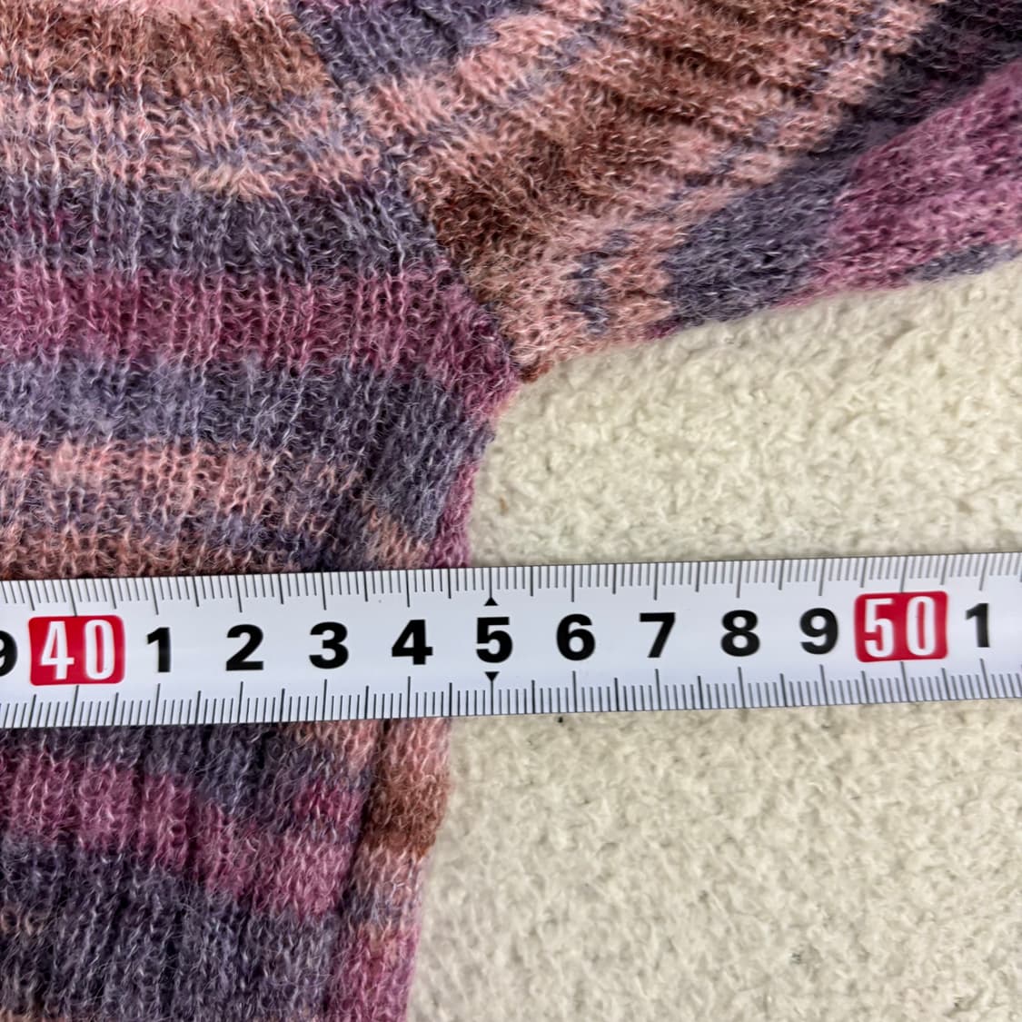 M 에잇세컨즈 퍼플 스트라이프 셔링 리본 타이 울니트 티셔츠 1210-1 상품이미지6