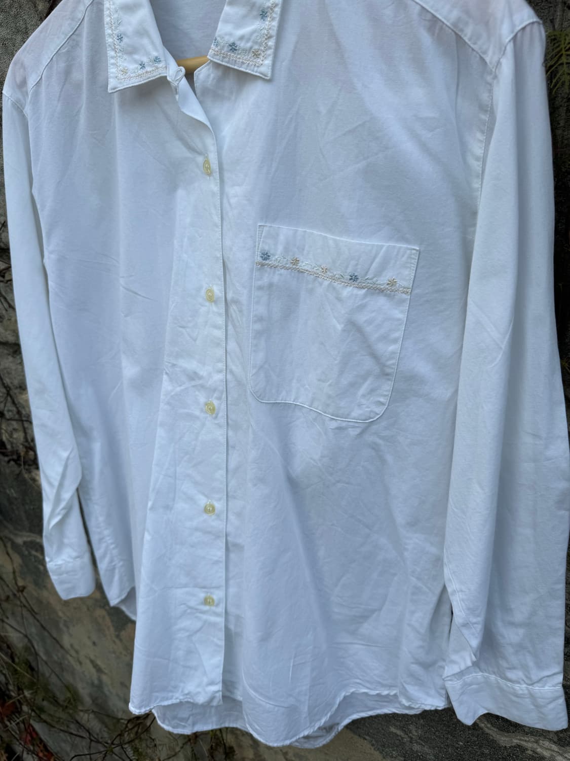 일본 빈티지 꽃 플라워 자수 포인트 화이트 셔츠 상품이미지2