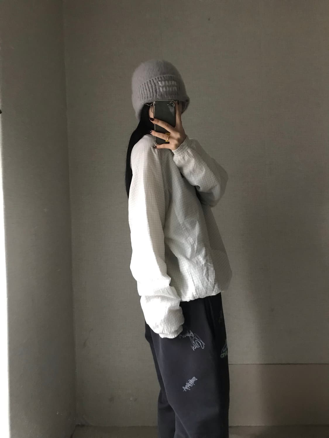 아디다스 화이트체크 패디드 반집업 상품이미지5