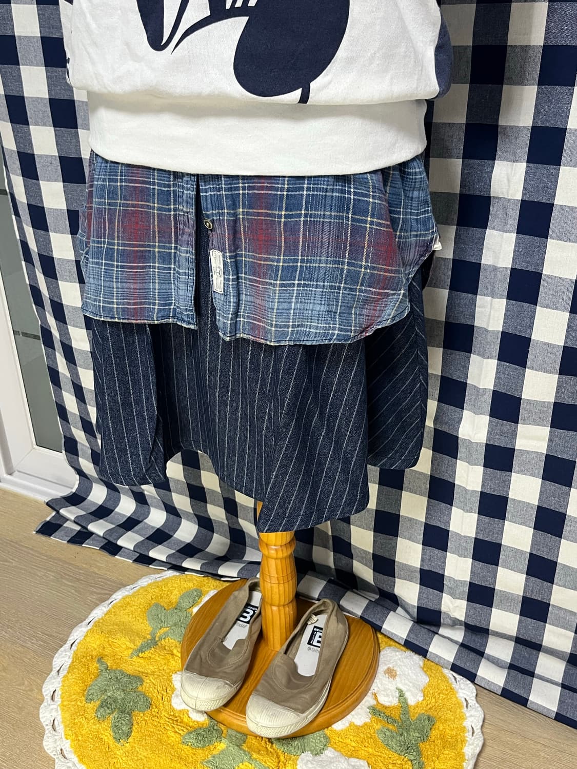 스트라이프 데님 미디스커트 상품이미지3