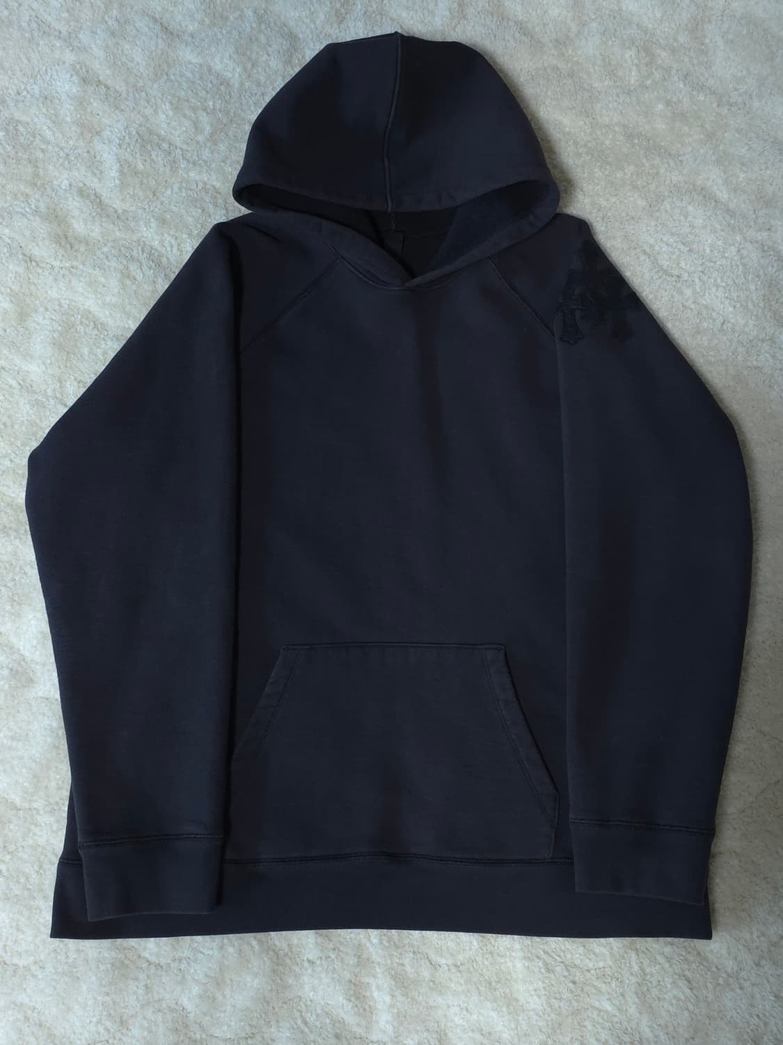 [XXL] 크롬하츠 레더패치 페이퍼잼 후드 블랙 상품이미지1