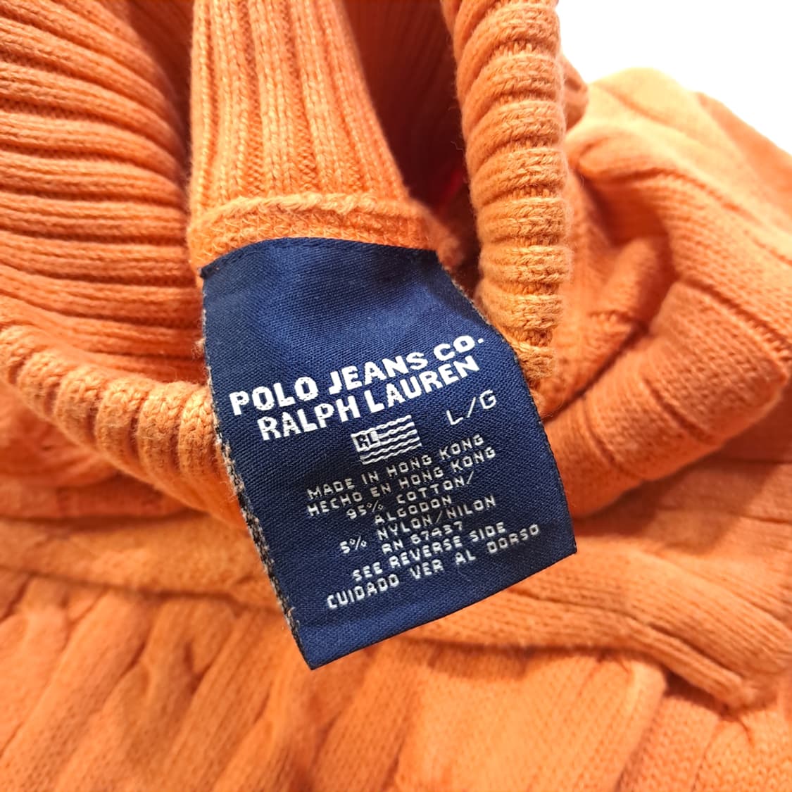 CL414 L 폴로 90s 홍콩판 케이블 오렌지 터틀넥 니트 스웨터 상품이미지5