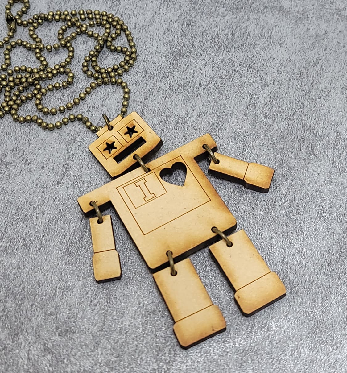 vintage wood robot necklace 상품이미지5