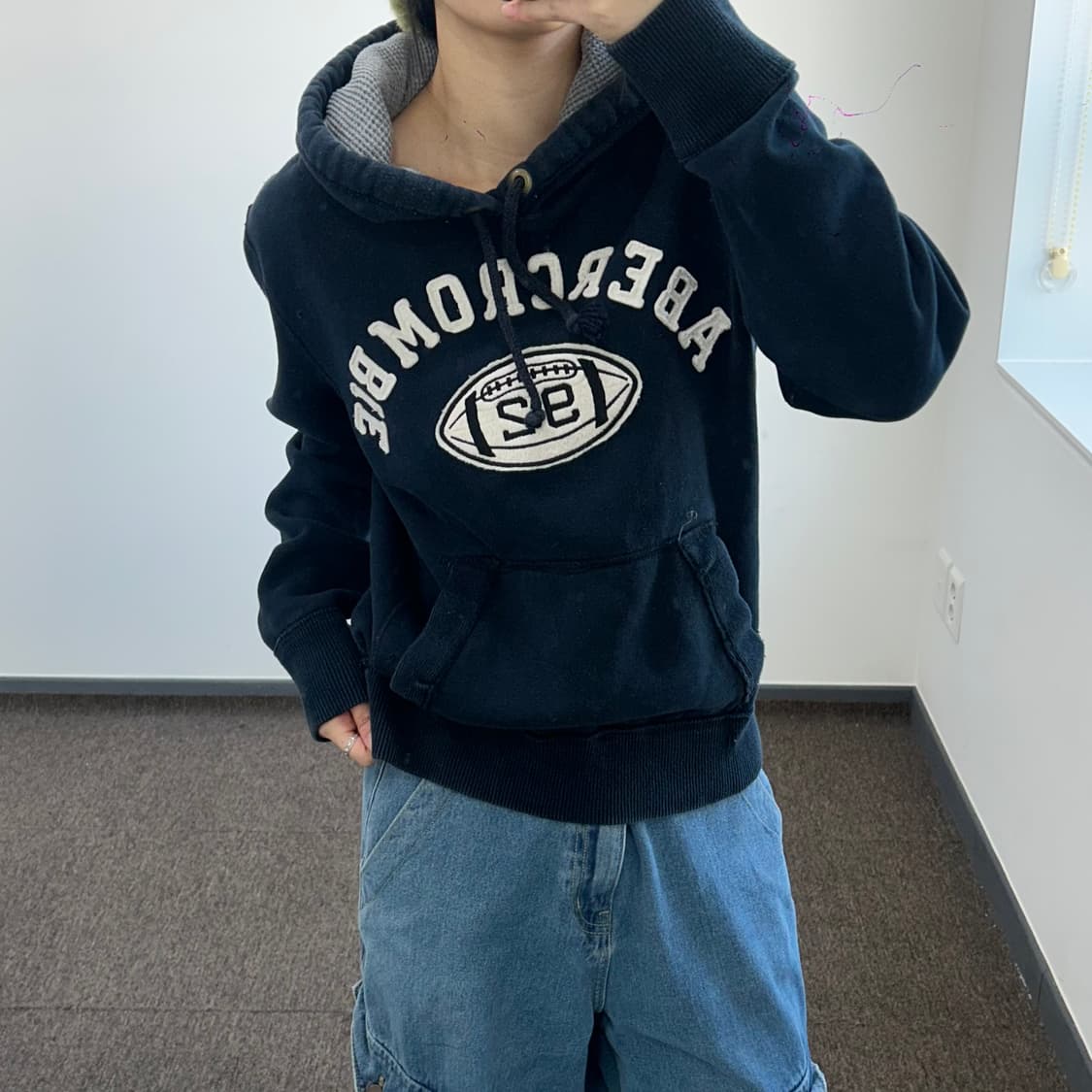 Abercrombie 아베크롬비 스펠아웃로고 럭비 네이비 후드티 상품이미지1