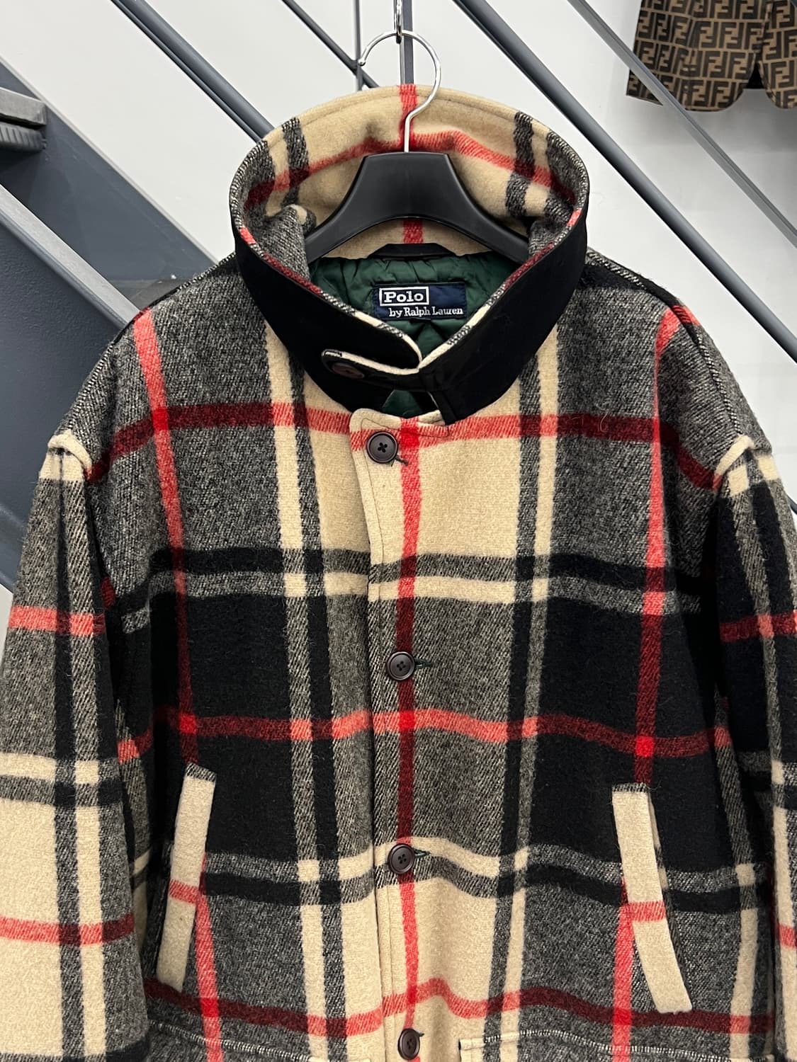 폴로랄프로렌 90s 울 체크 하프 코트 상품이미지3