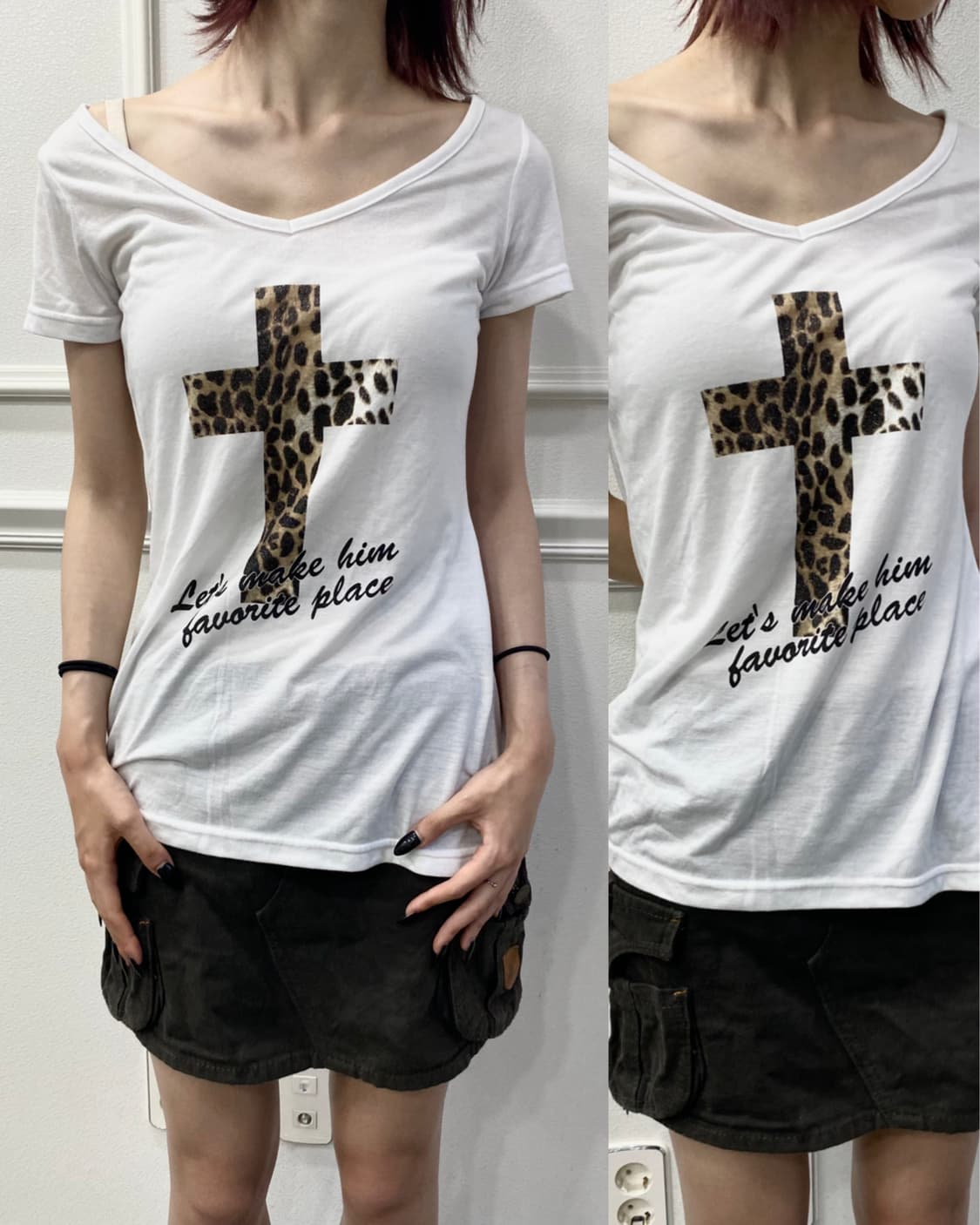 [RecHerie]00’s Leopard Cross Print Tee 상품이미지1