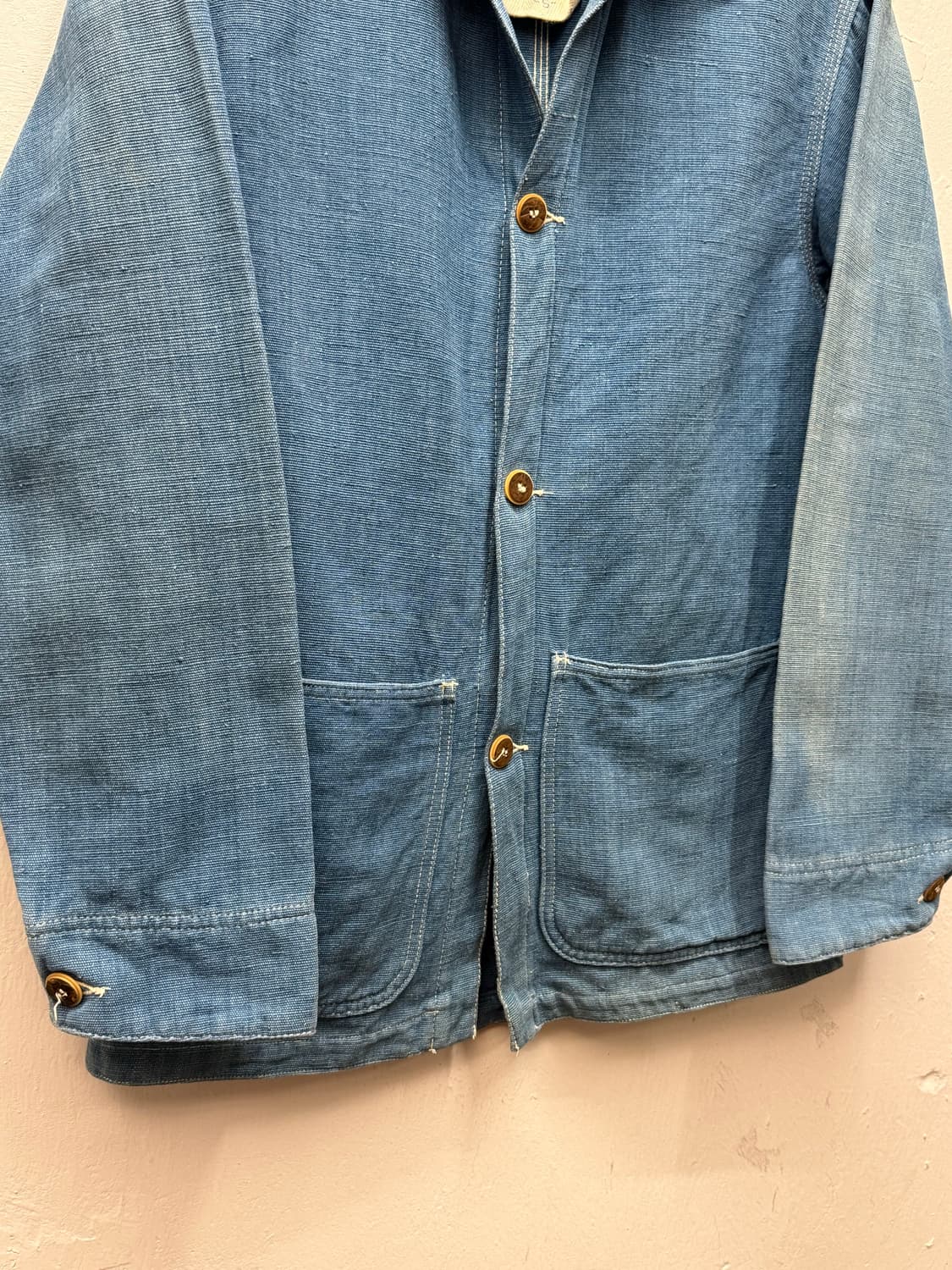 90s USA Indigo Cotton Chore Jacket 상품이미지3