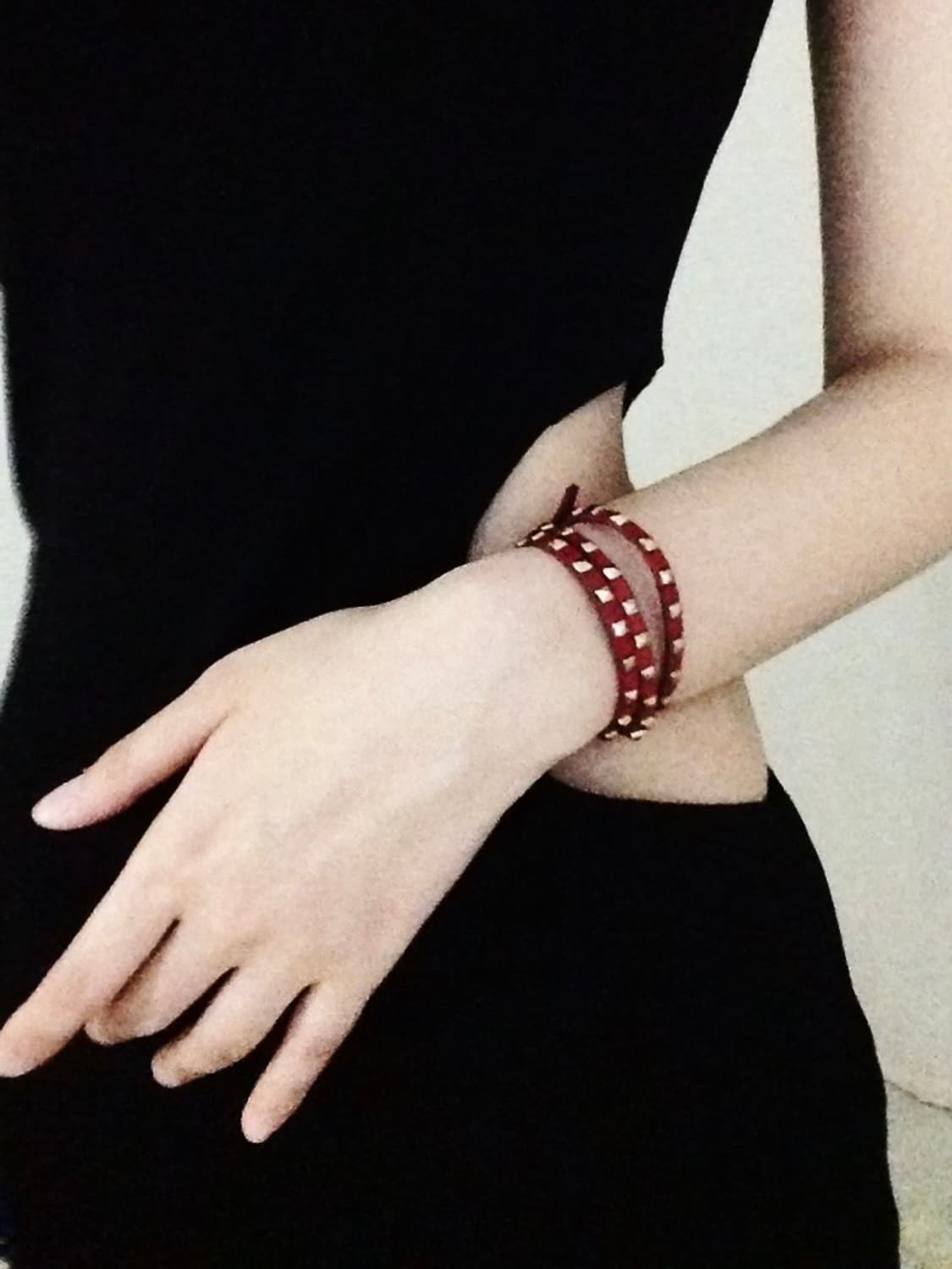 Red Stud Double Strap Bracelet 상품이미지1