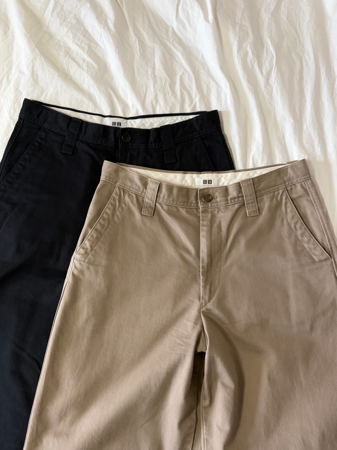 유니클로 U 와이드핏 치노팬츠 09블랙, 35브라운 일괄 / 79사이즈 상품이미지1