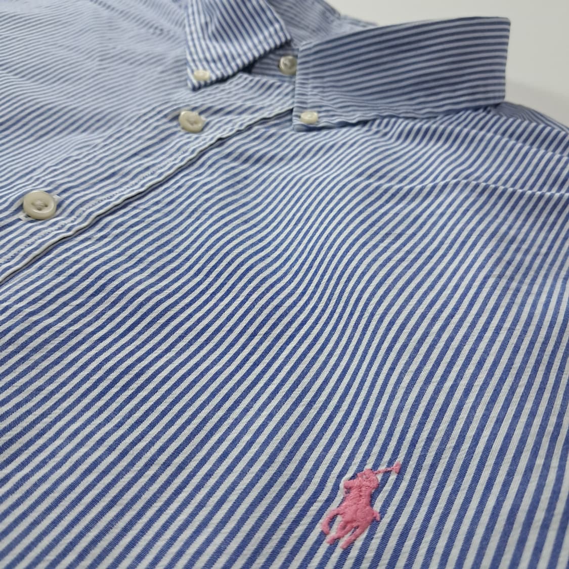 CK355 3XB 폴로 90s 스트라이프 시어서커 반팔 셔츠 남방 상품이미지4