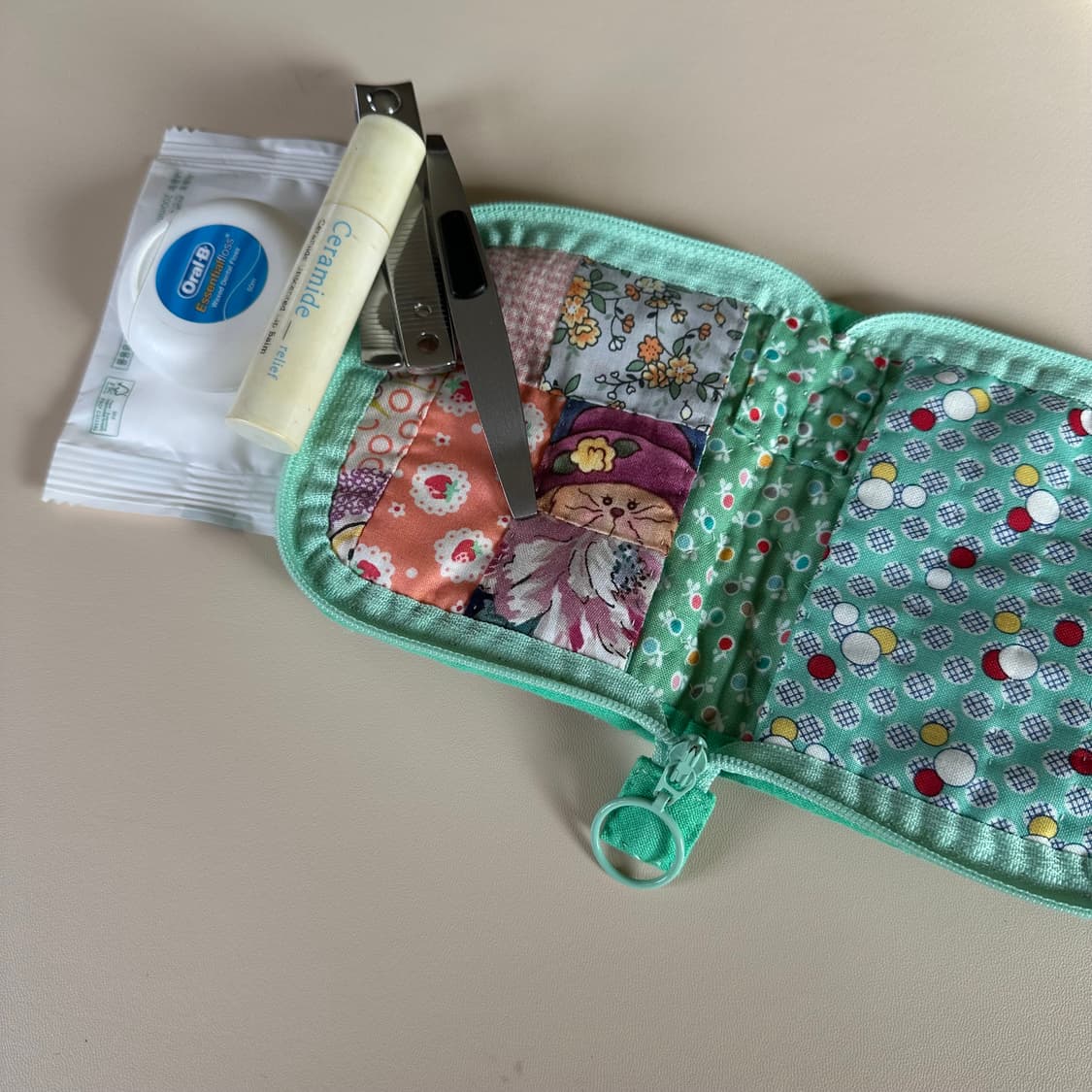 미국 빈티지 원단, 피드색 파우치 / 핸드메이드 상품이미지4