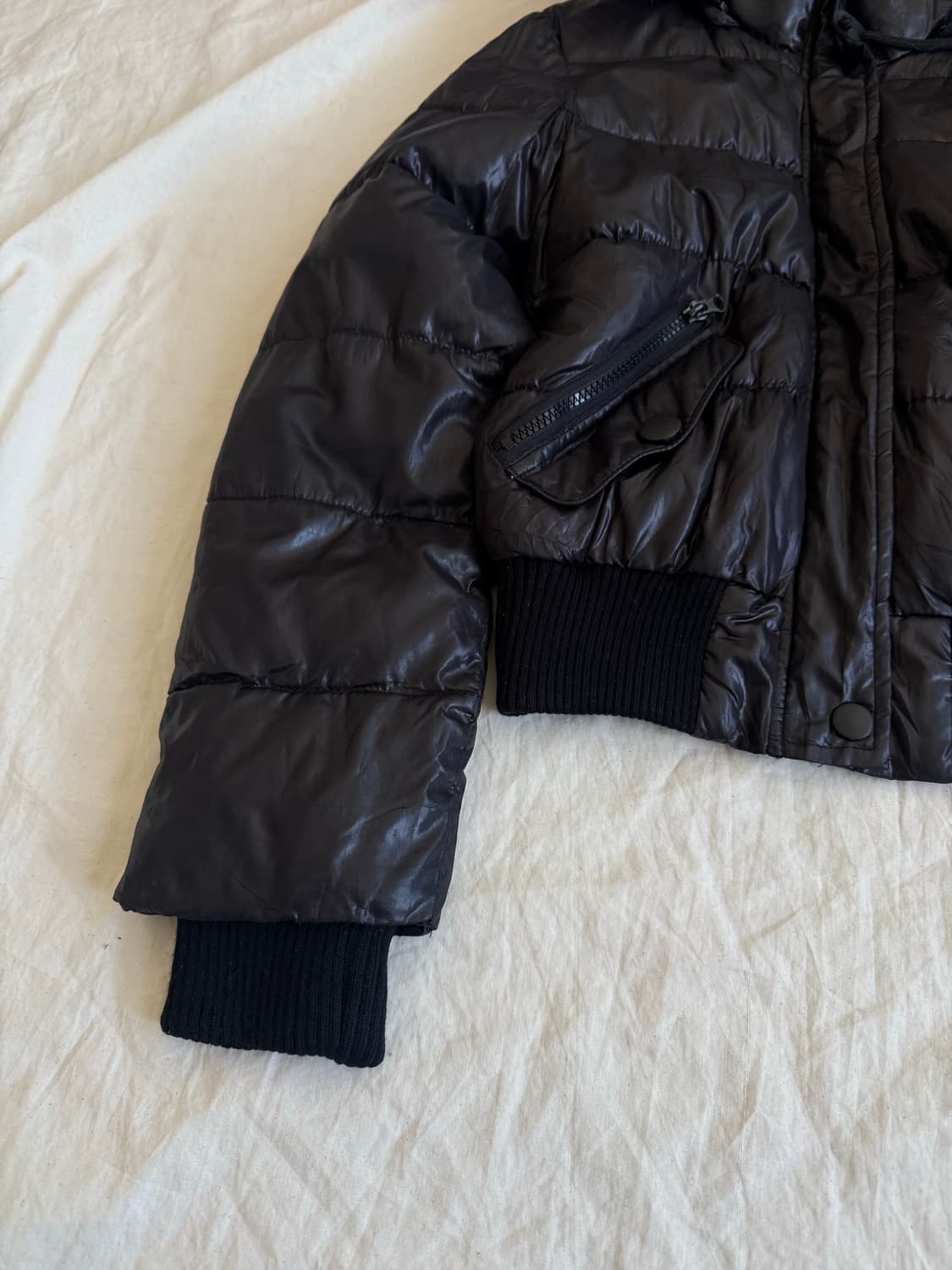 잉그니 블랙 갸루 펑크 y2k 세미크롭 패딩  상품이미지2