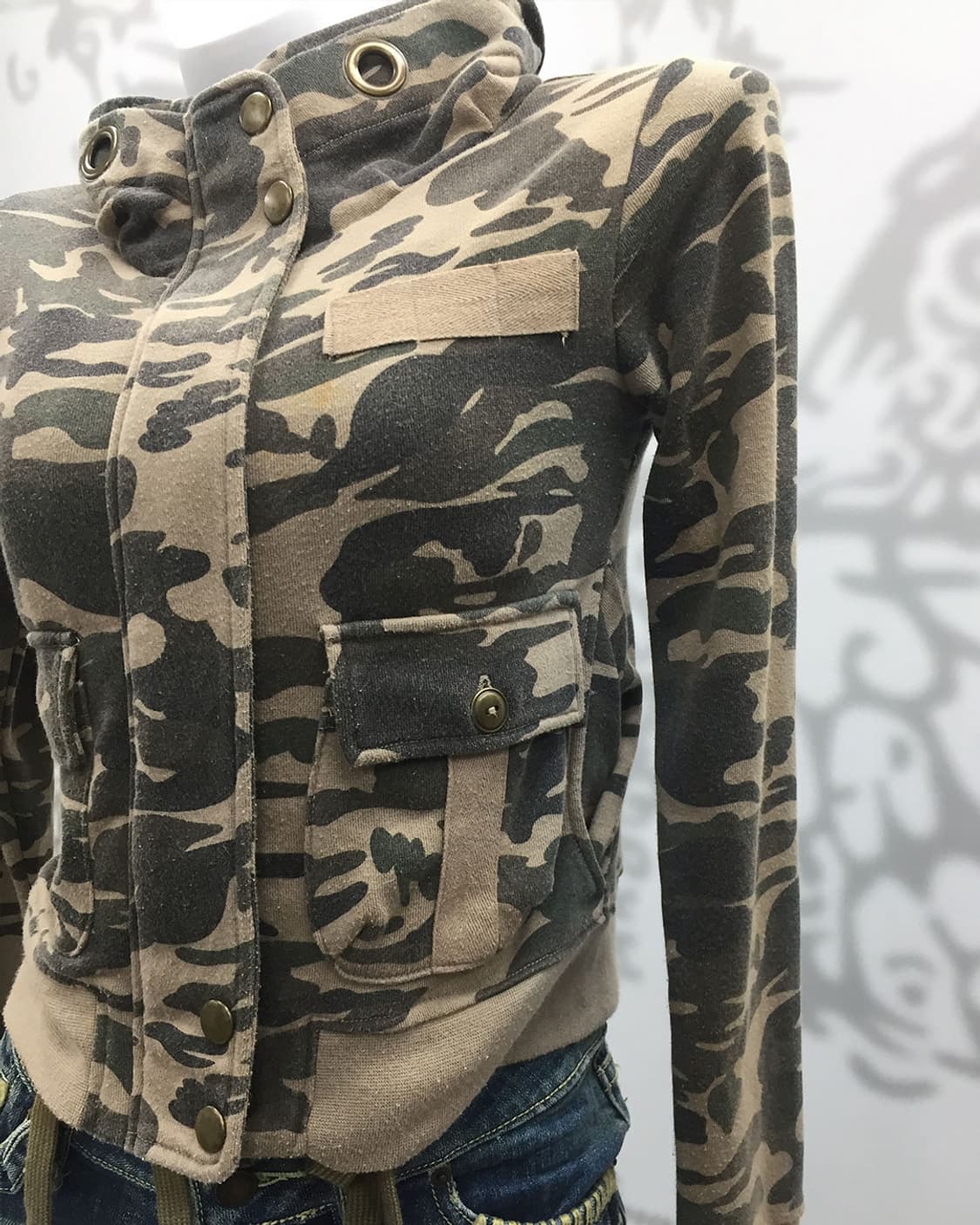 Y2K camo grunge zip-up hoodie 상품이미지7