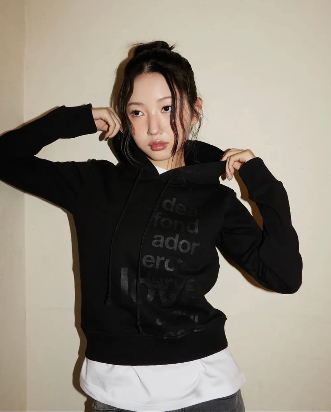 오피쉬 LETTERING HOODIE, BLACK 상품이미지4