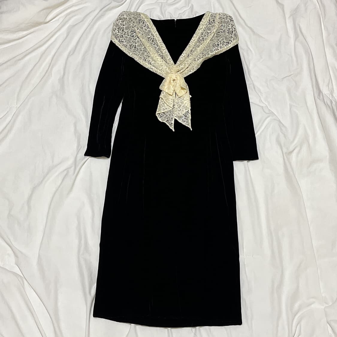 빈티지 ) 레이스 벨벳원피스 상품이미지4