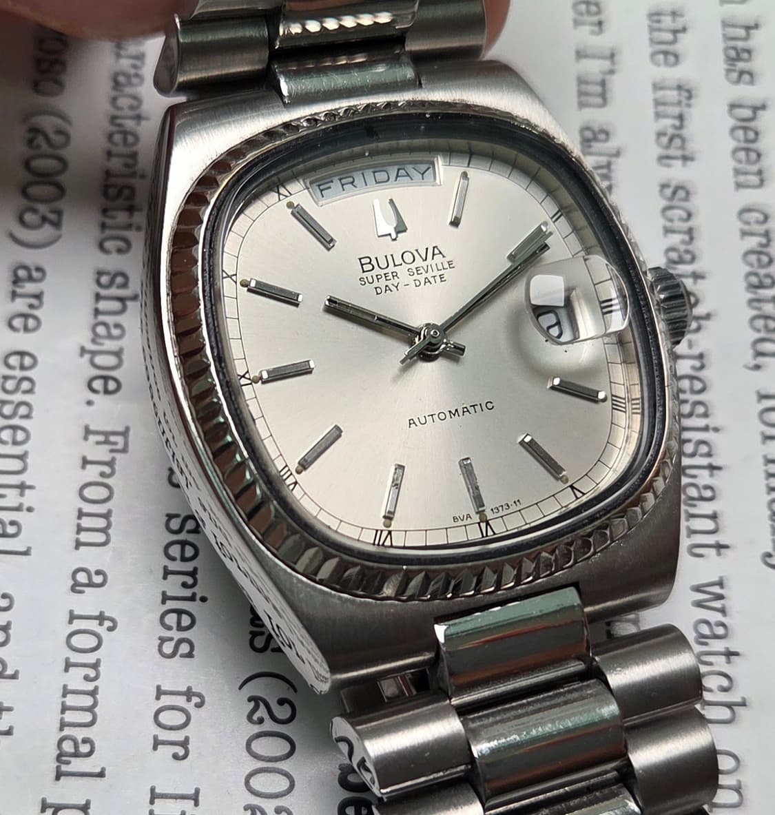 빈티지 부로바 슈퍼세빌 테레비형 데이데이트 실버판 통줄 브레이슬릿 ver 상품이미지5