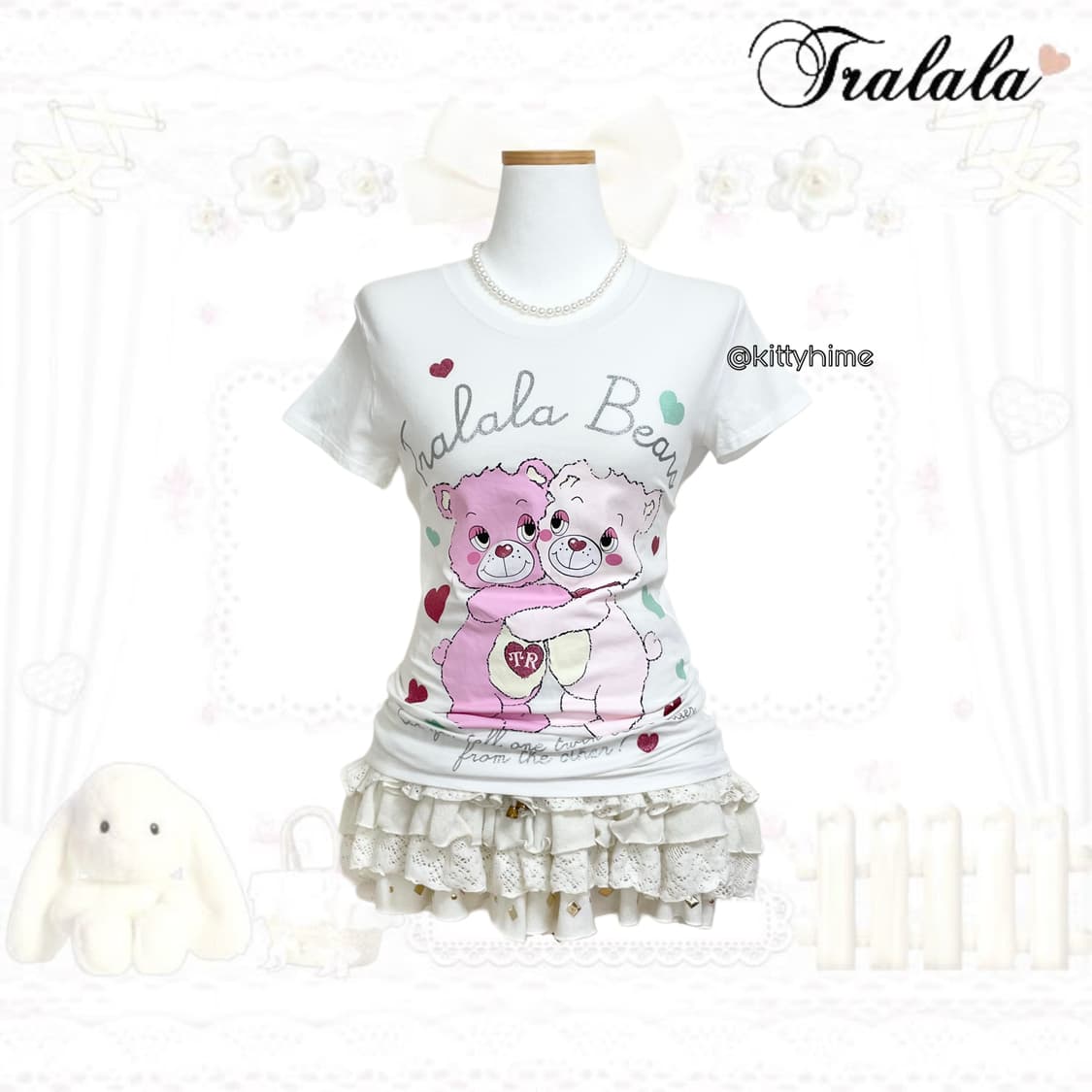 Tralala 트랄라라 헤이세이걀 러블리 베어 딱붙탑 조지후쿠 갸루 히메 상품이미지1