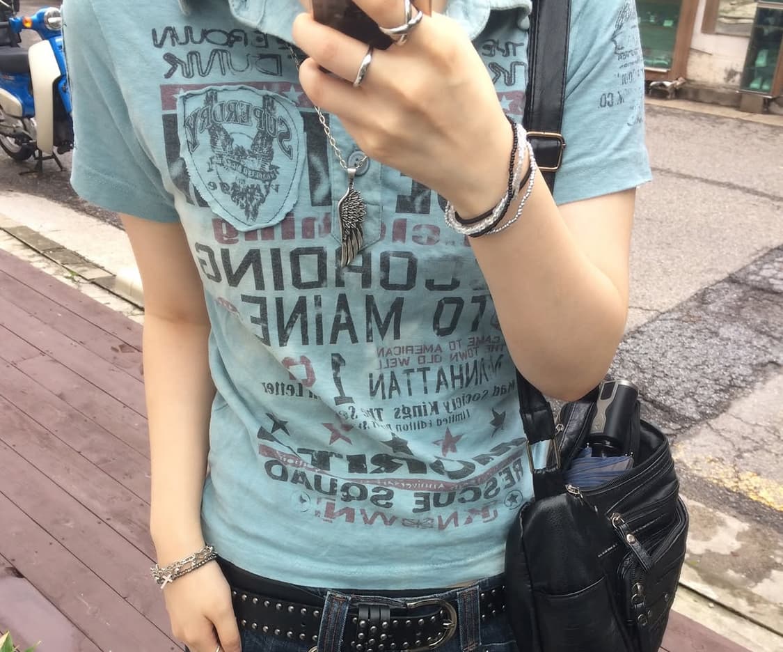 punk y2k skyblue top 상품이미지3
