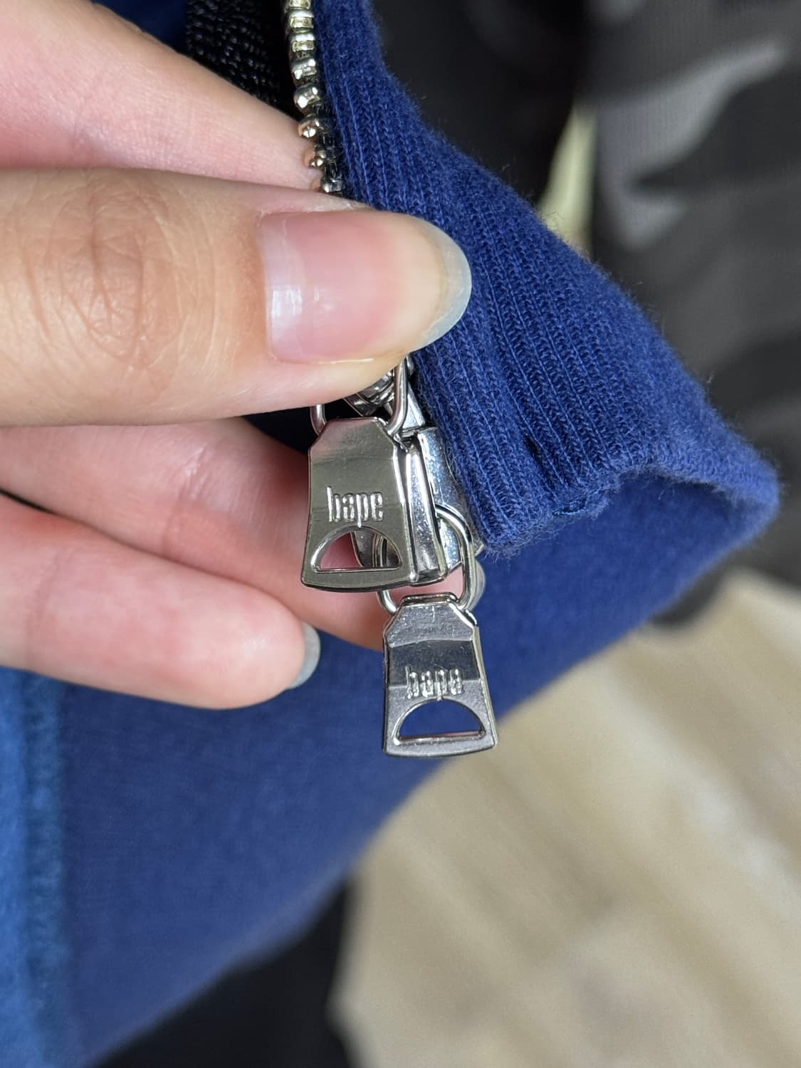 베이프 카모 세퍼레이트 샤크 후드 집업 블랙 네이비 M 상품이미지5