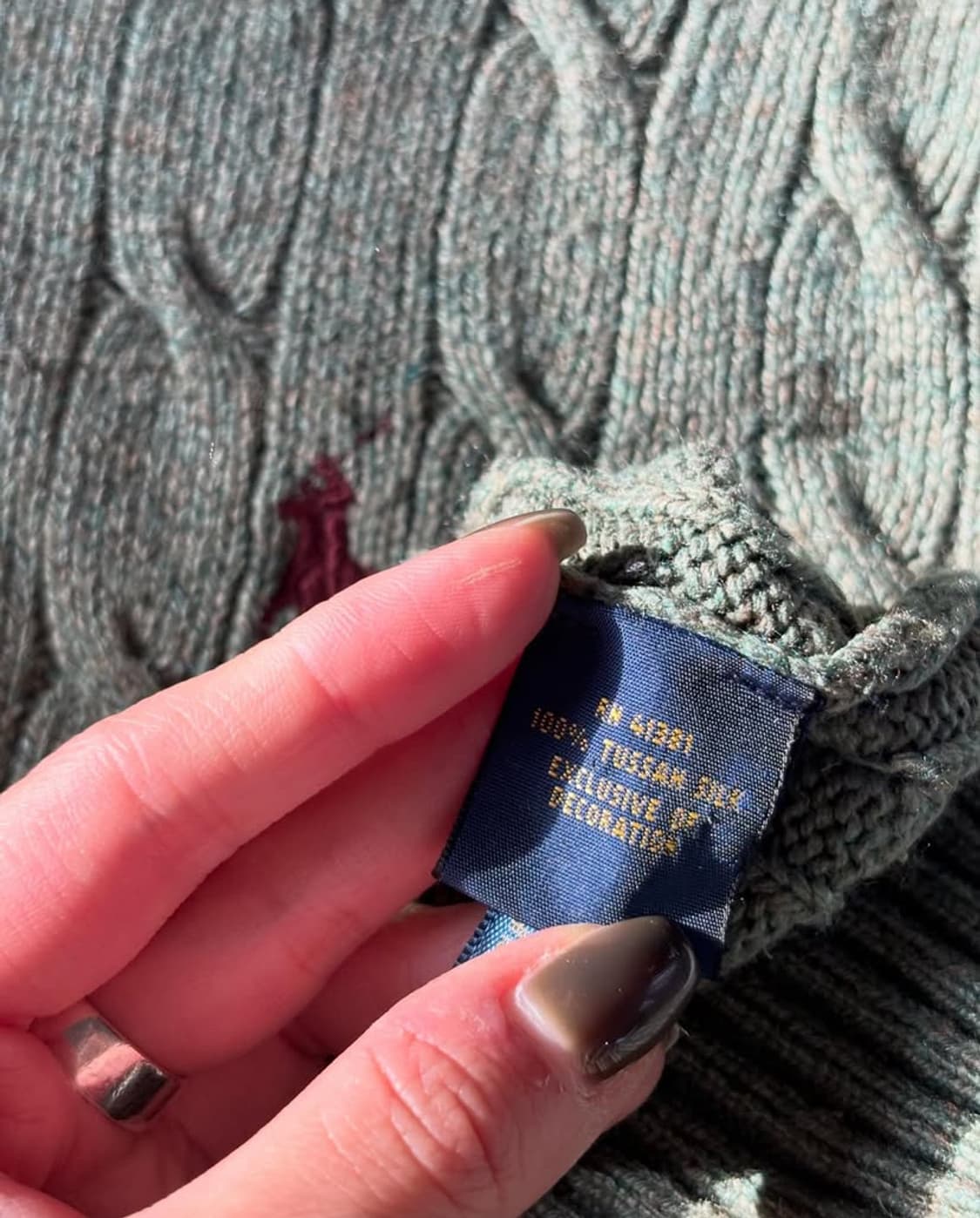 Polo 폴로 랄프로렌 신형 실크100 세이지그린 케이블 니트 상품이미지6