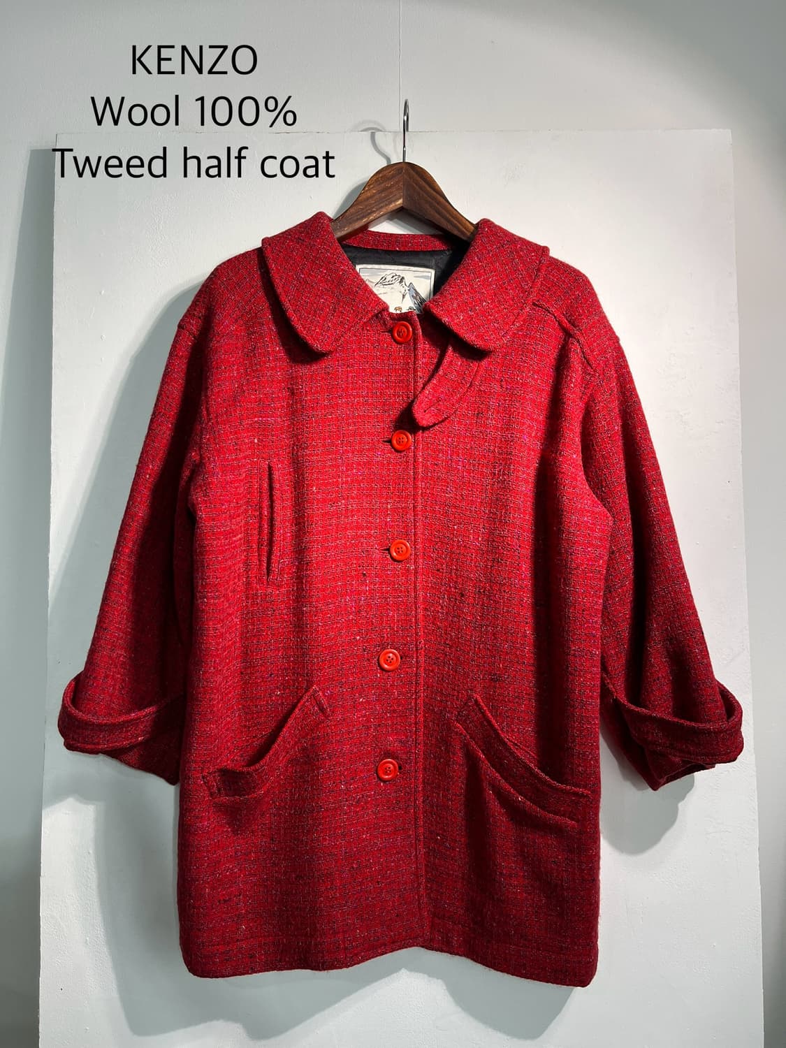 KENZO 겐조 wool 100% 트위드 하프 코트 상품이미지1