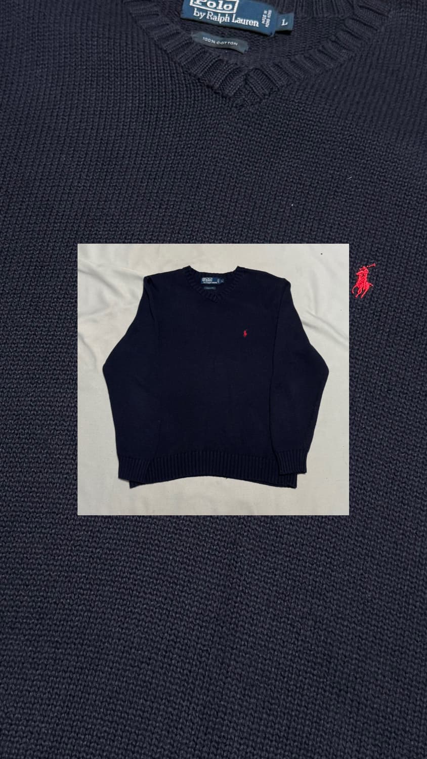 폴로랄프로렌 네이비 브이넥 니트 상품이미지1