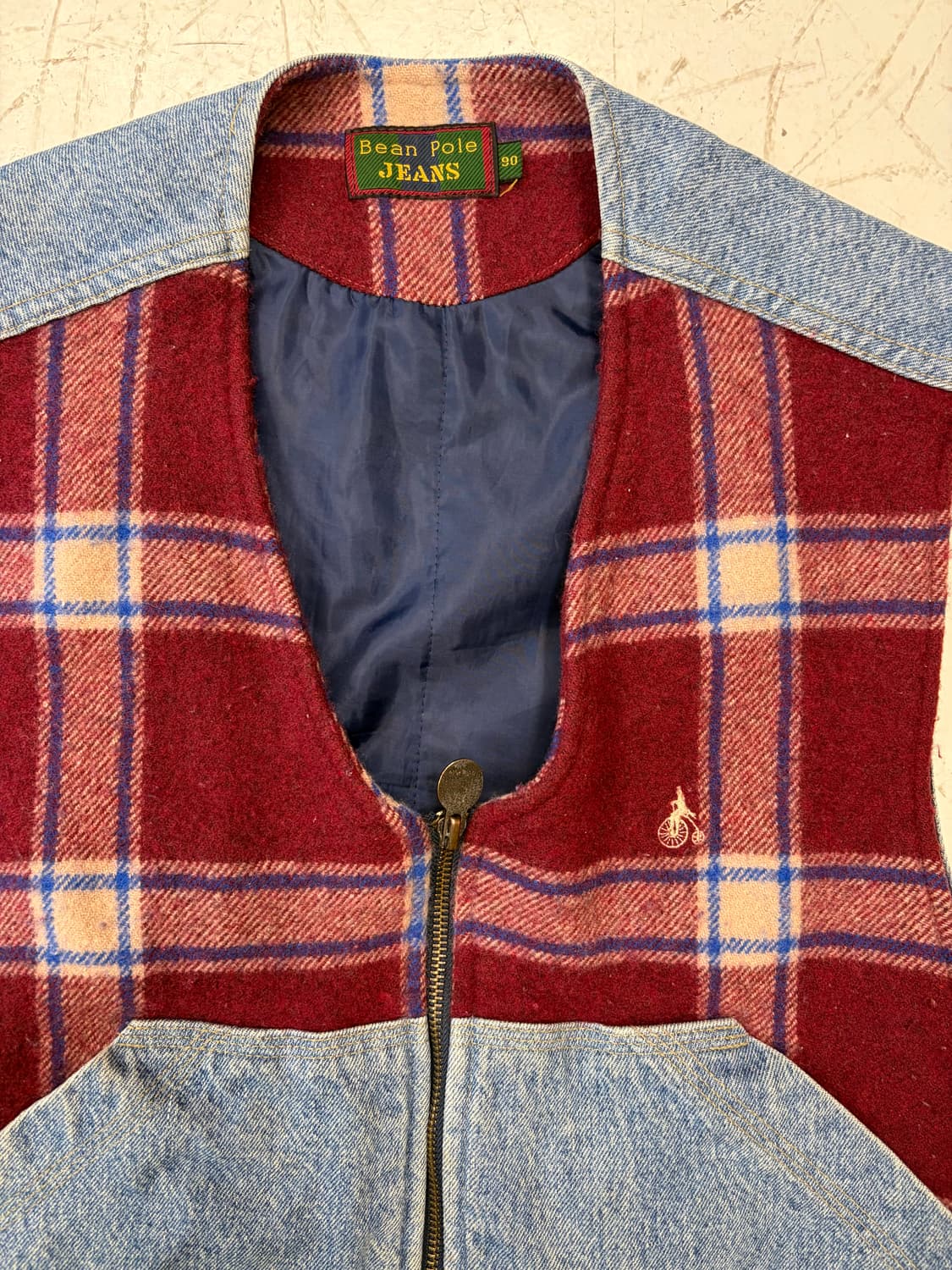 Bean Pole jeans 체크 패치워크 데님 베스트 상품이미지5