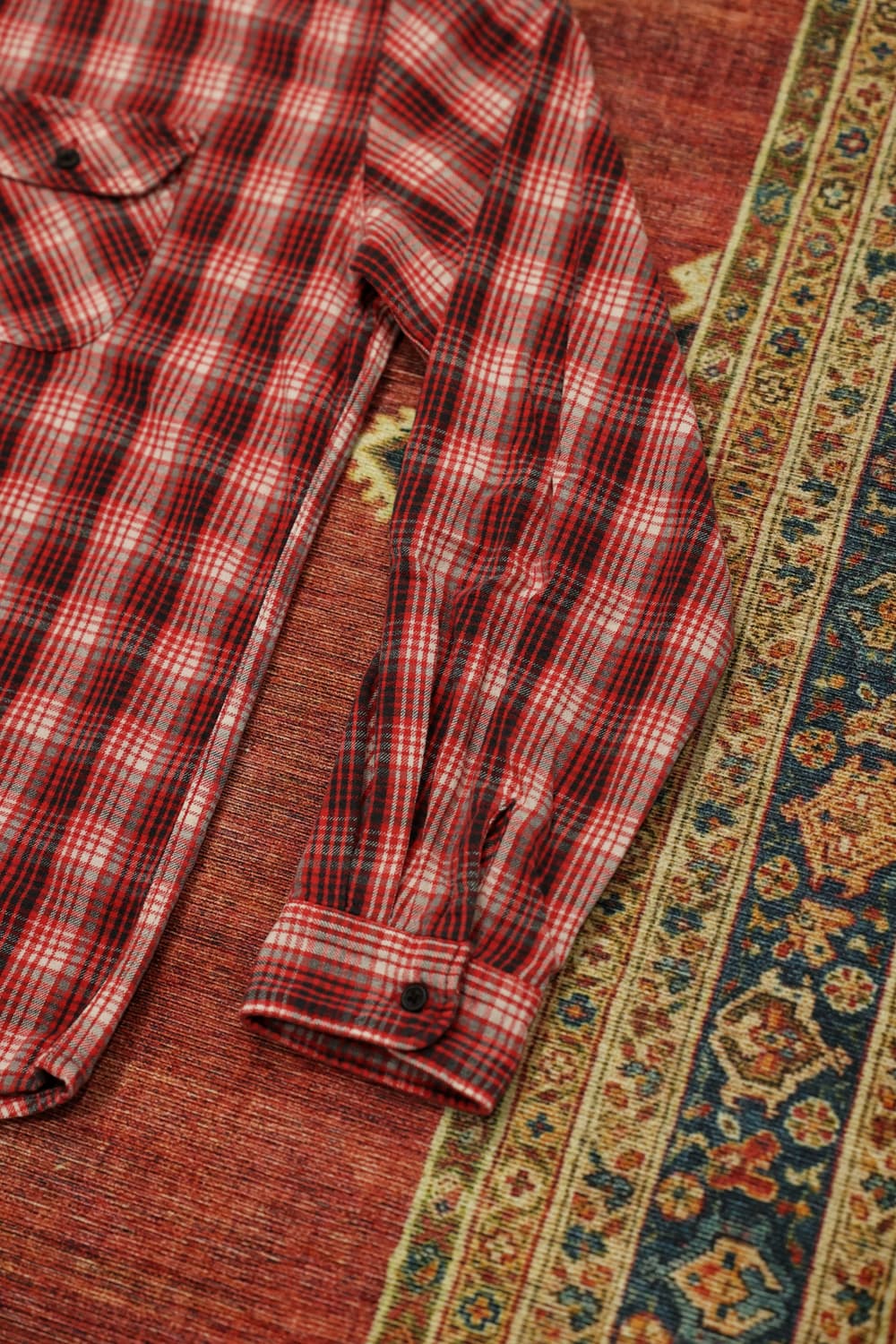 에드윈 레드 플란넬 체크 셔츠 판매 상품이미지3