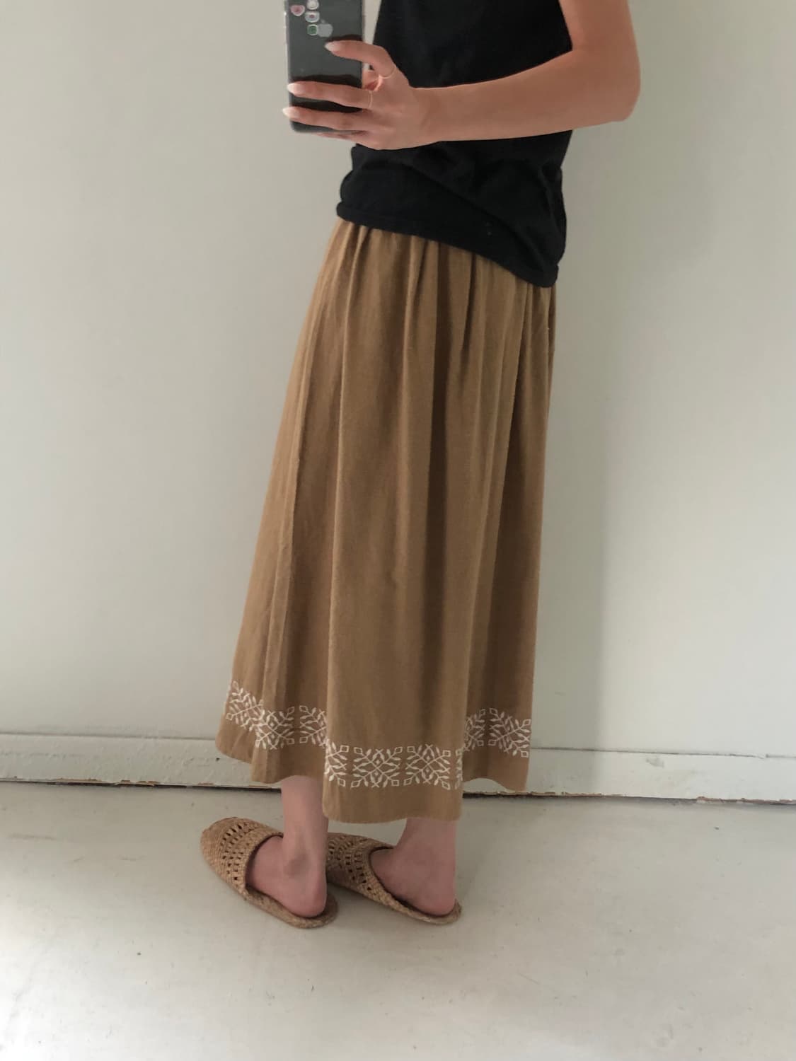 일본빈티지 자수 롱스커트 상품이미지3