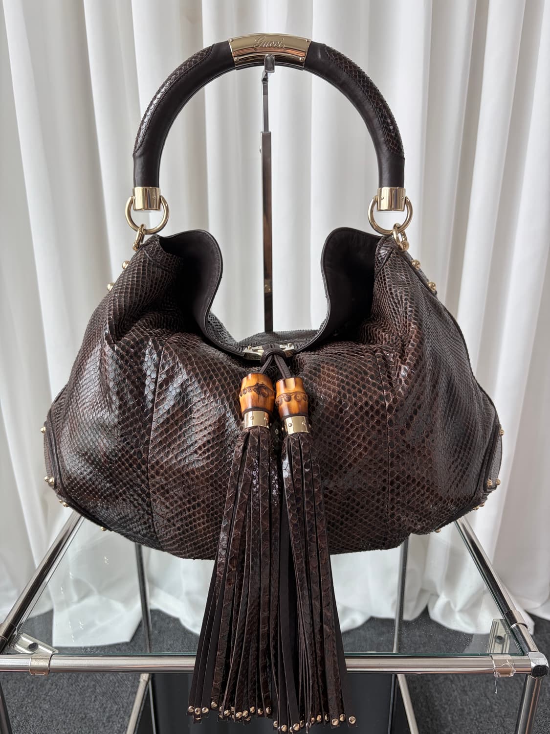 Rare 구찌 파이톤 인디백 상품이미지5