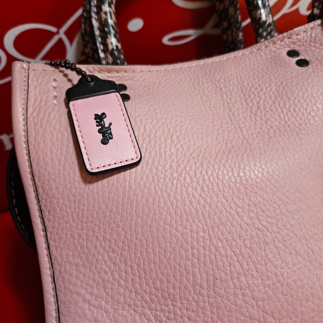 코치(Coach) 로그25 패블레더 위드 컬러블럭 스네이크 토트백 상품이미지4