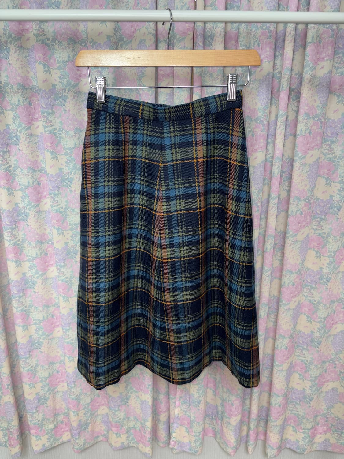 블루 체크 미디 스커트 상품이미지6