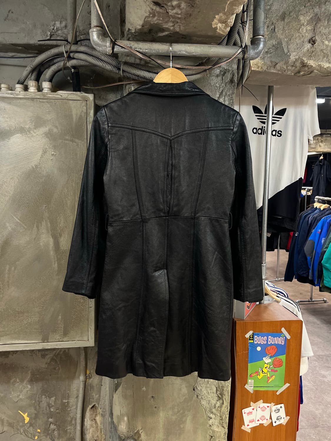 빈티지 소가죽 레더 롱 자켓 블랙 55 #csz2836 상품이미지2