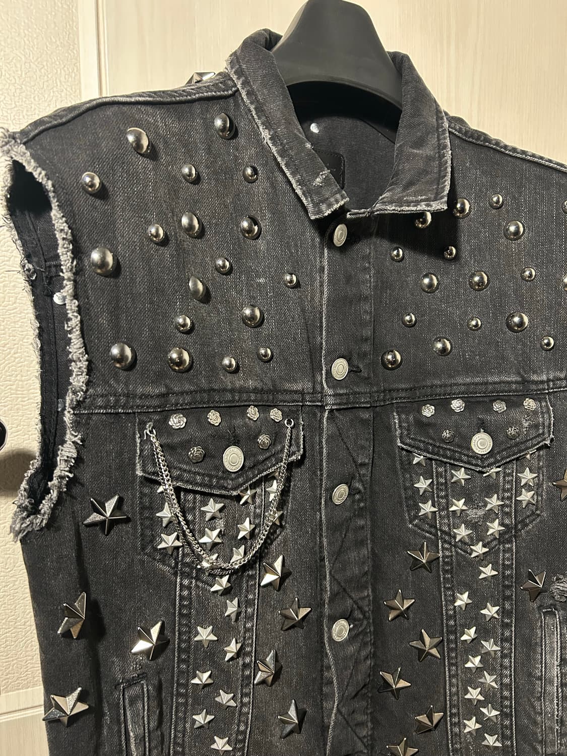 Big Stud Chain Detail Denim Vest  상품이미지4