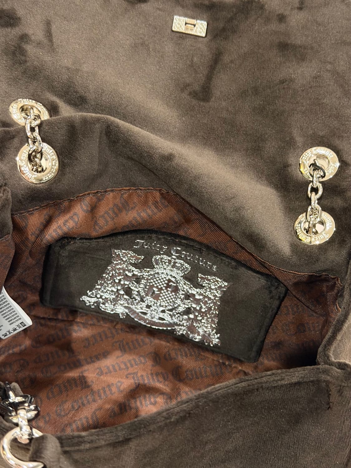 [신상✨프리뷰세일] 쥬시꾸뛰르 벨벳 스톤 체인 숄더백/크로스백 브라운 상품이미지7