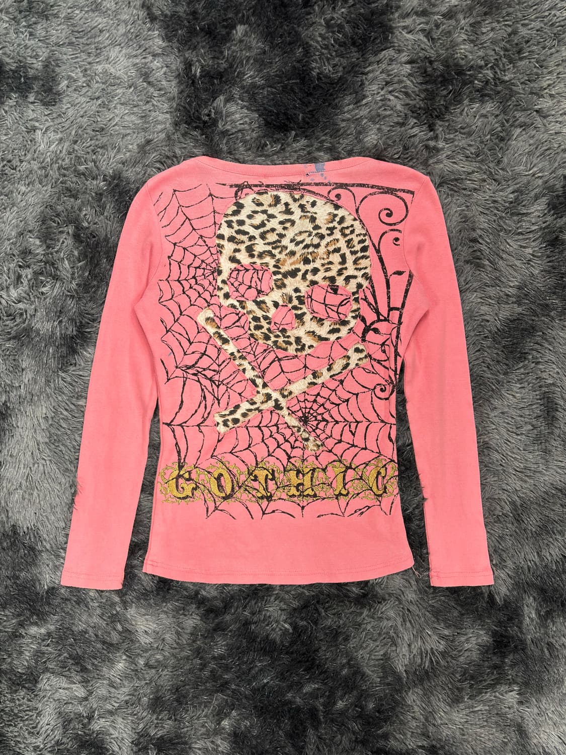 호피 스컬 거미줄 프린팅 갸루 롱슬리브 상품이미지1