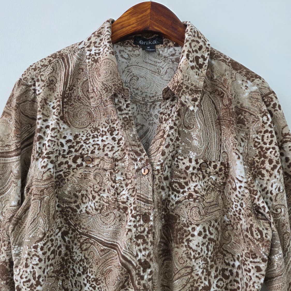 erika 브라운 페이즐리 패턴 7부 셔츠 상품이미지3