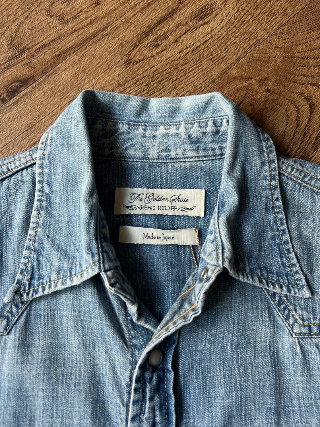 [M]레미릴리프 재팬메이드 빈티지 워싱 버튼다운 데님 웨스턴 셔츠 상품이미지2
