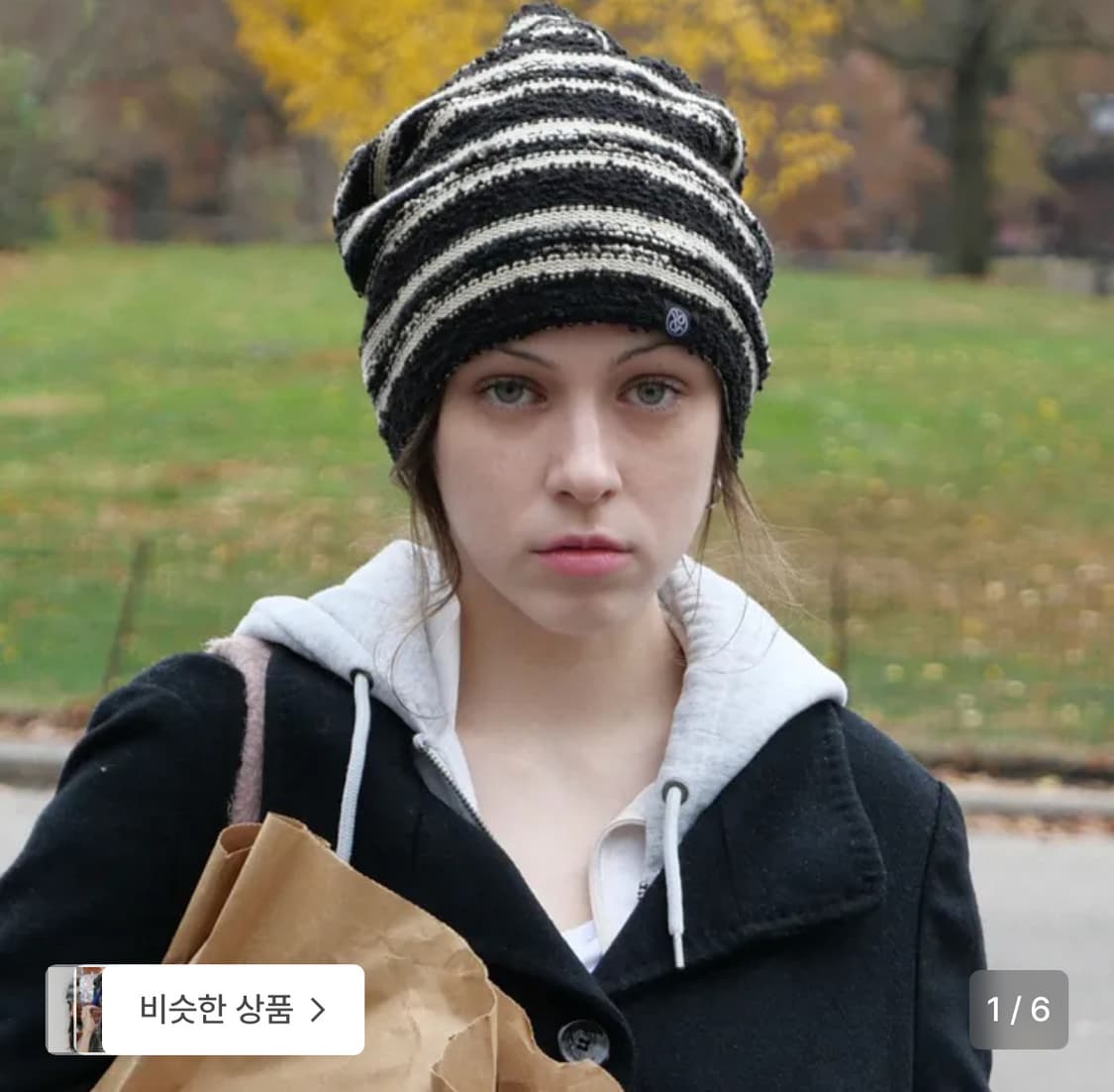 보르 knit hat&neck warmer black&beige 상품이미지1