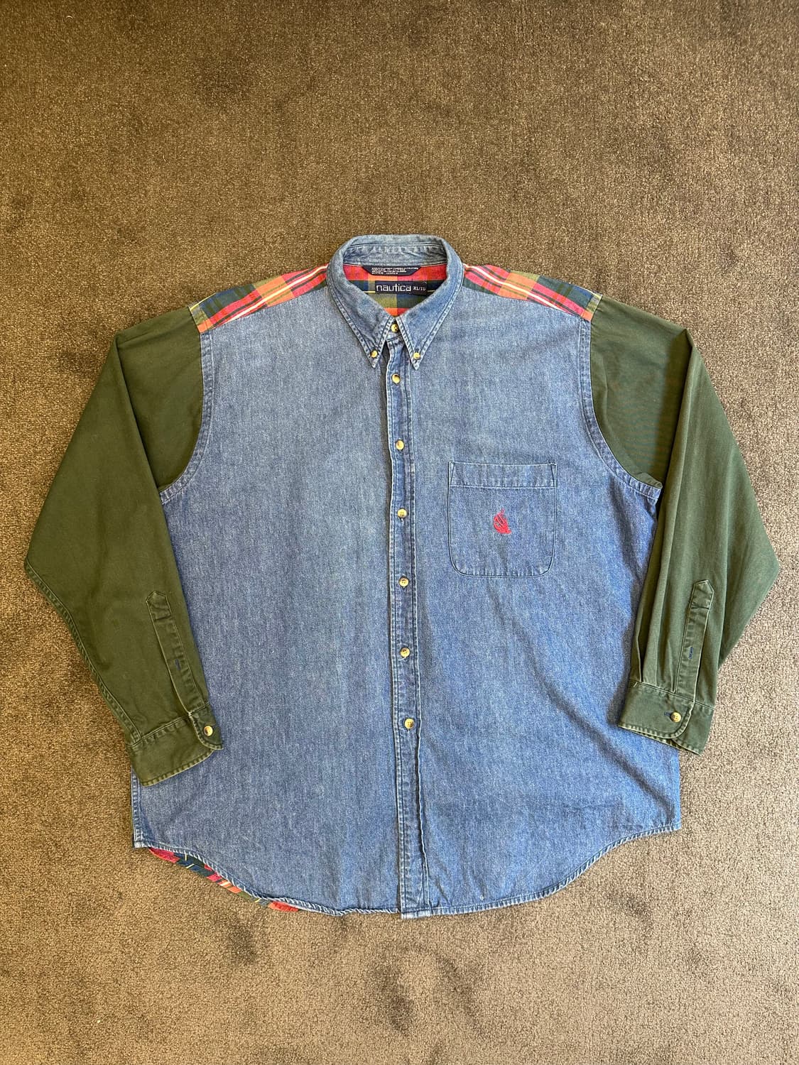 Nautica 데님/녹색 남방 셔츠 XL 상품이미지1