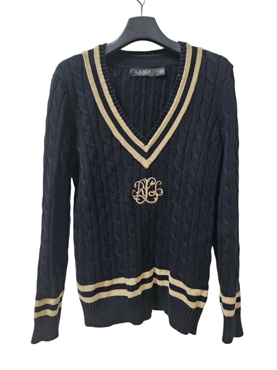 폴로 랄프로렌 케이블 브이넥 금장자수 니트 블랙라벨 m 상품이미지2