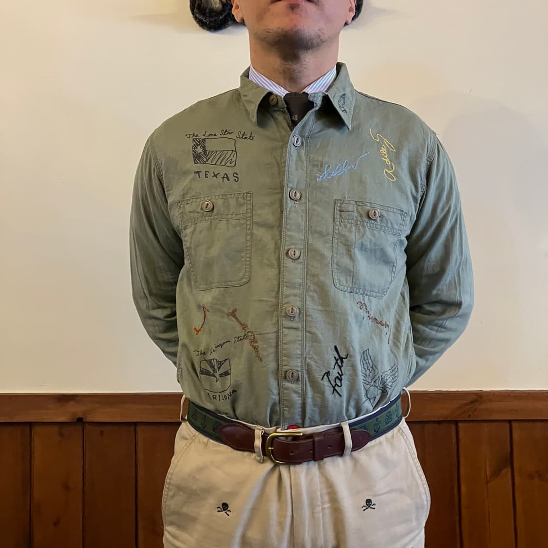 아비렉스 핸드스케치 코튼/린넨 셔츠 L 상품이미지8