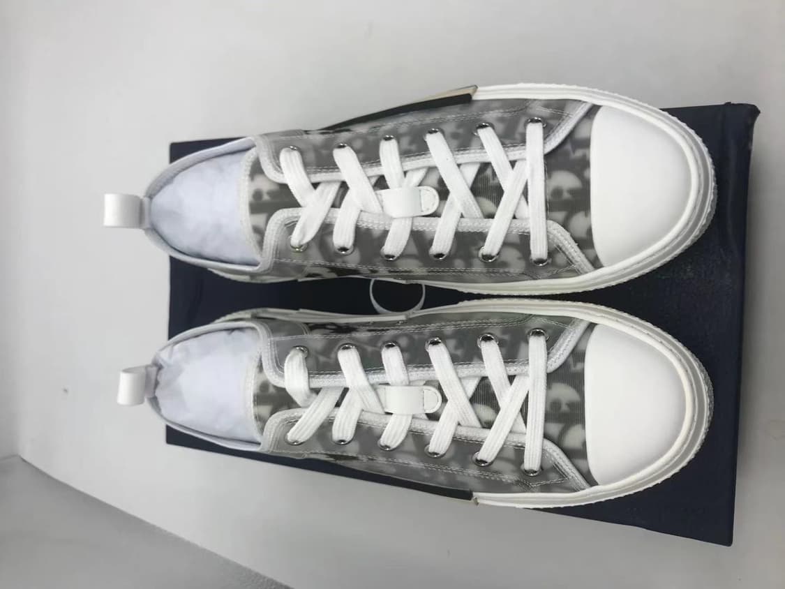 디올 B23 로우 오블리크 캔버스 화이트 & 블랙 스니커즈 40 상품이미지4