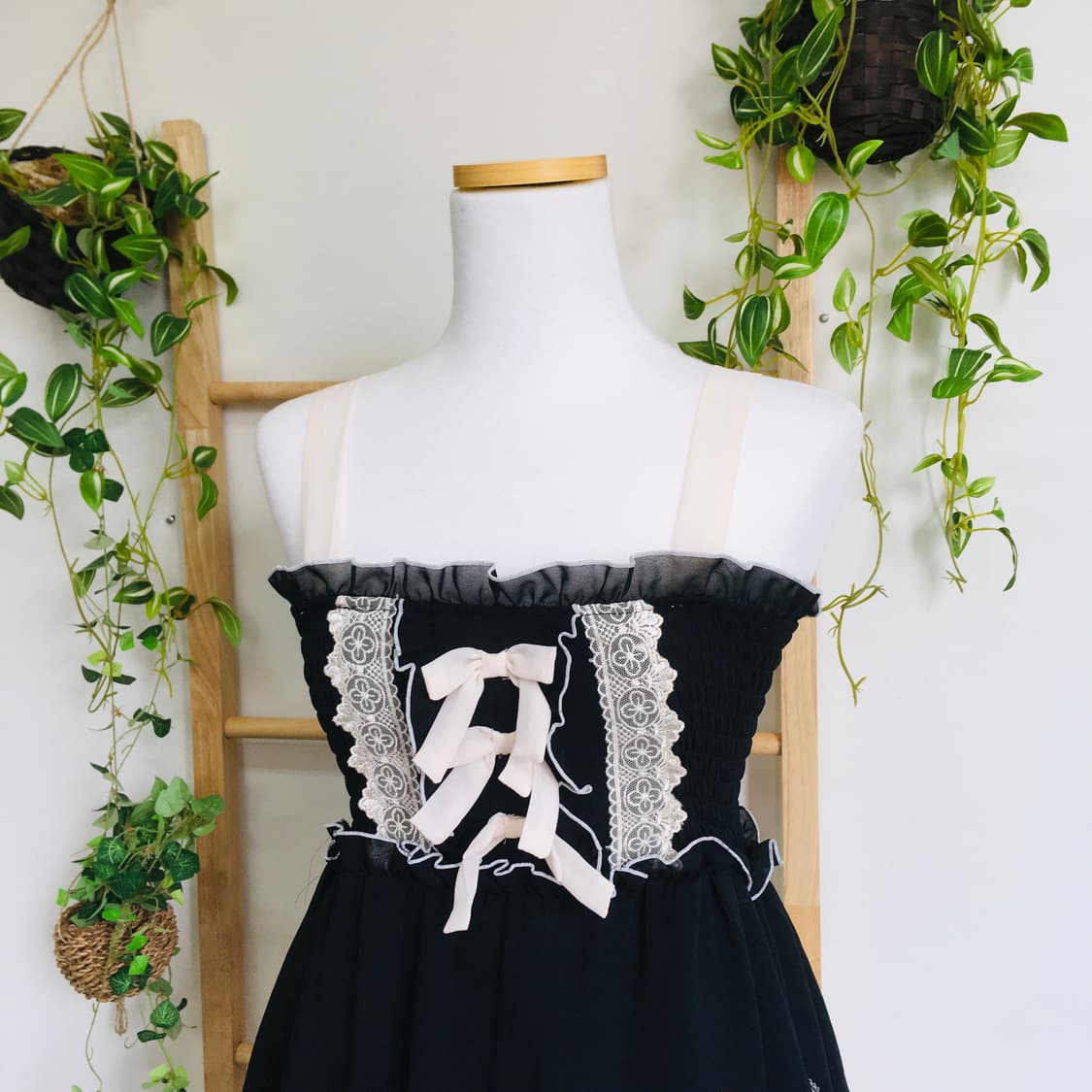 AXES FEMME 엑시즈팜/ 블랙 리본 끈 나시 원피스 히메갸루원피스 상품이미지2