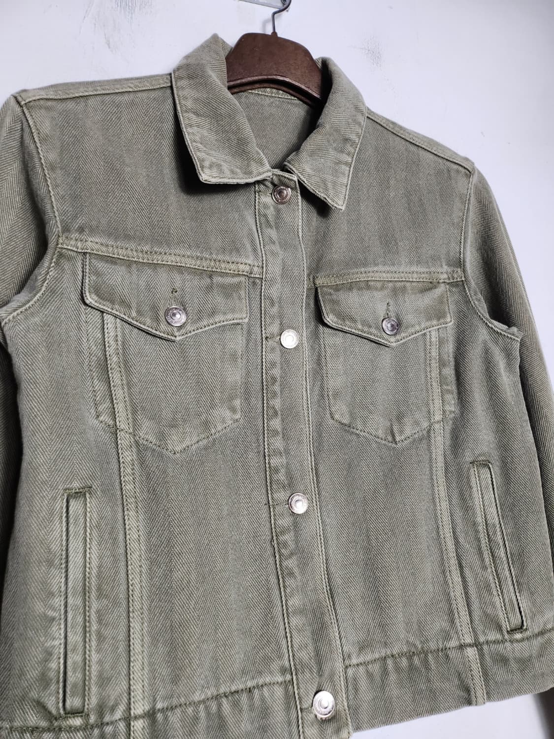 유메르 헤링본 카키 데님 자켓 상품이미지2